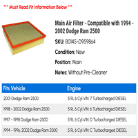 Glavni zrak filter - kompatibilan sa - Dodge Ram 2001