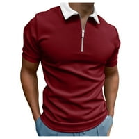 Muška majica Ležerne prilike Slaba labava Fit Soild patentni patentni zatvarač Okrenite bluzu za ovratnike