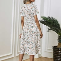 FNOCHY MAXI haljine za žensko čišćenje Ljetne suknje casual kratki rukav V-izrez cvjetni haljini tanka