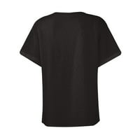 Qcmgmg Radne majice za žensku plus veličina gumb dolje V izrez Loose Fit Bluzes Elegant za žene kratkih