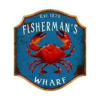 Gospodin MJS Trgovanje IV-W14-G FISHERMANS Wharf Vintage Drveni zidni dekor