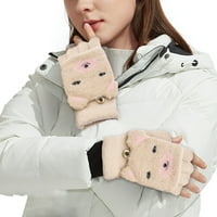 Rukavice Zimske žene Odrasli plus baršunasti zadebljanje slatkih crtanih bodova rukavice