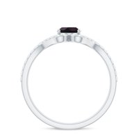 Ovalni crni Opal Split Shand prsten s dijamantom za žene - 1. CT, srebrna srebra, SAD 13.00