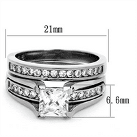 Ženski dvostruki zaručni prsten sa AAA kubičnom cirkonijom - veličine 6