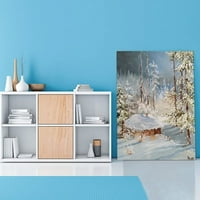 Zimska kabina uljem čipka zidne umjetnosti Zimska šumska umjetnost Biljna dekoracija platna slikanje