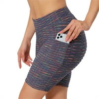Crni vježbanje elastičnosti Multicolor High Yoga Stripe Stripe kratke modne žene Sportske struke Žavaoce