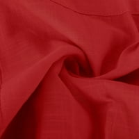 Ayolanni Crvena ženska majica dolje majica Ženski vrhovi modna majica na čvrstom gumbu Ženska V-izrez