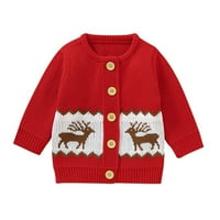 Dojenčad za djecu Božićni džemper ELK uzorak Ispis pletenog kaputa Cardigan