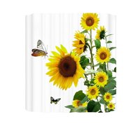 Cleance Sunflower tuš za zavjese žuti cvjetni zeleni lišće Decor bijelo tkanina kupaonica