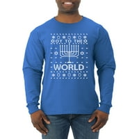 Oy u svijet smiješni jevrejski Xmas Menorah ružni božićni džemper muški majica s dugim rukavima, Royal,