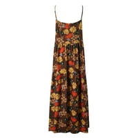 Haljina ljetne haljine za ženske casual labave boemske cvjetne haljine špagete remen maxi haljina padaju
