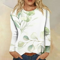 Ženska modna casual dugih rukava cvjetni print Okrugli pulover za okrugli vrat Top bluza