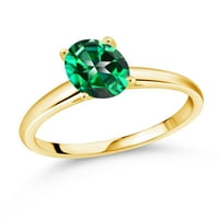 Gem Stone King 10k žuti zlatni pasijans prsten sa ovalnom 9x prašuma Topaz