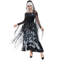 Ženska haljina casual moda retro gotička mreža sa kapuljačom dugih rukava duga rukave