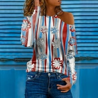 Cleance Ženski vrhovi grafički otisci dugih rukava Bluza Ležerne prilike za žene labave bluze posade, siva, xxxl