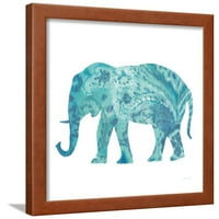 Boho Teal Elephant II, Životinje uramljena umjetnost Print Wall Art od Danhui Nai Prodano od Art.com