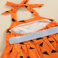 Multitrust Baby Girls haljina bez rukava ljetna casual Halloween Geometric Print Halter Backless Mesh