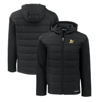 Muški rezač i buck crni Oakland Athletics Evoke Hybrid Eco Softshell Reciklirani puni zip hoodie