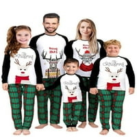 Izhanske božićne porodice podudaranje pidžama postavljene crtani vilice + plairane hlače za spavanje