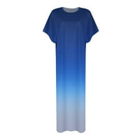 Ljetne haljine za žene kratki rukav mini kratki V-izrez mini prugasti plavi 2xl