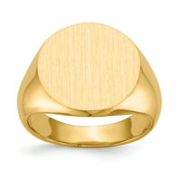 14k žuto zlatni prsten bend Signet 15.0x zatvoren leđa, veličine 5