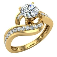 Solitaire Diamond Angažman prstenovi okrugli sjajni dijamantni prsten isprepletena petlja 14k zlato