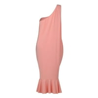 Gotyou haljine ženska modna seksi jedno ramena puna boja ruff haljina ružičasta xl