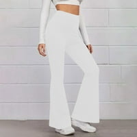 Charella ženski sportovi joga flare hlače casual tanki visoki elastični struk pantalone u boji bijele
