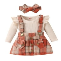Jaweiwi Baby Toddler Girls Fall Outfits 2T 3T Rampanj dugih rukava + kaidna suknja za glavu + traka