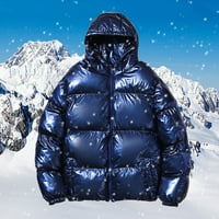 DTIDTPE zimski kaputi za muškarce, čvrste boje sjajni pamučni kaput trendi reflektirajusni kaput od