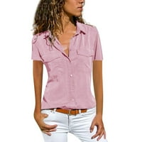 Yuwull ženska majica na padu, ležerne košulje kratkih rukava s kratkim rukavima s džepovima ljeto izlazeći
