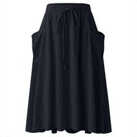 Leey-World suknje za žene trendi ženski fit i bljesak elastičnog struka prednjeg proreznog gumba midi