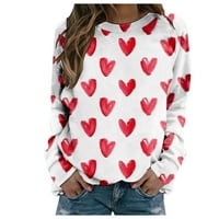 APEPAL ženska ležerna moda Valentinovo ispisuju pulover s dugim rukavima TOP WHITE 3XL