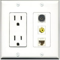 Riteav - AMP Port za napajanje RCA žuta luka Toslink Port CAT Ethernet Ethernet bijela ukrasna zidna