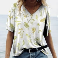 Bluze za žene Ležerne prilike slatke ljetne vrhove za žene plus veličine V izrez Bluze s kratkim rukavima