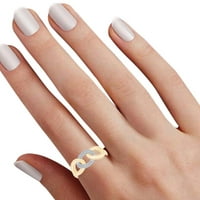 Carat Bijeli prirodni dijamantski dijamantni prsten 10K Čvrsto žuti zlatni prsten veličine-7,5
