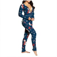 Lulshou Jumpsuits za zazor žena, ženske onie preklop pidžamas božićni print seksi guza zaklopke Slatko