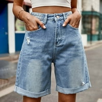 Vedolay Wemens traper kratke hlače Žene raštrkane ljetne kratke hlače za široke noge, plavi XXL