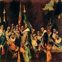 Srednjovjekovni skup muškaraca sjedi na stolu sa zastavama Poster Print Mary Cassatt