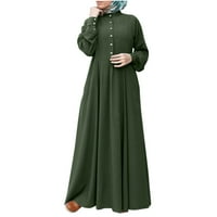 Ženska haljina modni okrugli vrat labav dugi rukav čvrsta rukavica dugačka haljina dugačka haljina ulična