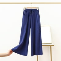 Riforla ženske hlače Žene Čvrsti povremeni džep široke noge hlače elastične struke labave hlače ženske