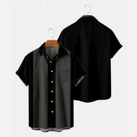 COFEEMO muške ljetne majice modni ispisani gumb rever kratki rukav vrhovi bluze džepne kauzalne majice