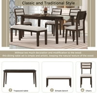 Set za blagovanje, gumeni drveni pravokutni kuhinjski trpezarijski stol sa tapeciranim stolicama i klupama,
