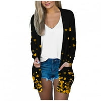 Bluze za žensko dugme dugih rukava Kardigan za odmor cvjetni lagani kardigani za žene žuta 2xl