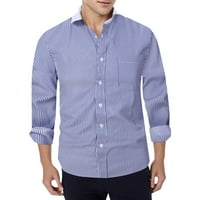 Leey-World Muns majica Muška američka poslovna casual čista boja rever s dugim rukavima majice majice