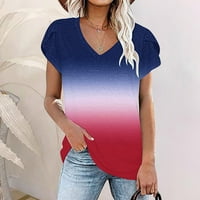 Izlasci vrhovi za žene Ženska modna tiskana V izrez kratka rukava majica Bluza Labavi vrhovi slatki