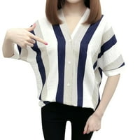Modne žene vrhunska košulja s kratkim rukavima V-izrez slobodno bluza
