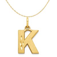 Carat u karatsu 14k žuto zlato satenski dijamantski slovo k inicijalni privjesak šarm sa 14k žutom zlatnom
