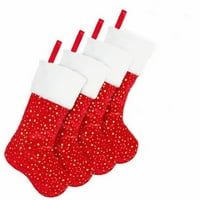 Beppter visi Xmas Decor Božićne čarape Zlatna zvezda sa bijelim plišanim oblogom klasičnih personaliziranih velikih crvenih božićnih čarapa ukrasi za porodični odmor Božić