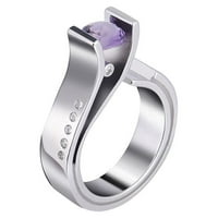 Mnjin Jedinstveni dizajn metalni geometrijski trg cirkon ženski prsten nakit poklon srebrna 9